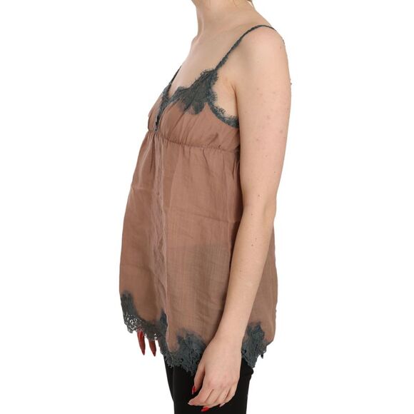 PINK MEMORIES Sleeveless VNeck Lace Cami Top Women Brown Tops & T-Shirts - Picture 5 of 5